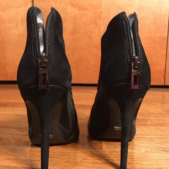 Schutz Pia Black Leather Mesh Booties - Picture 6 of 7